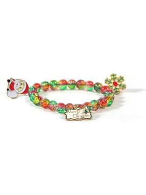 Christmas beaded bracelet for women holiday charm jewelry gift festive bead set